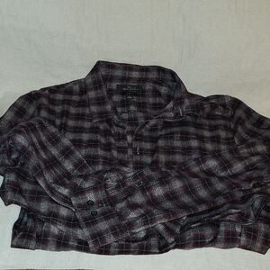 Marc Anthony Black and Gray Casual Plaid Shirt